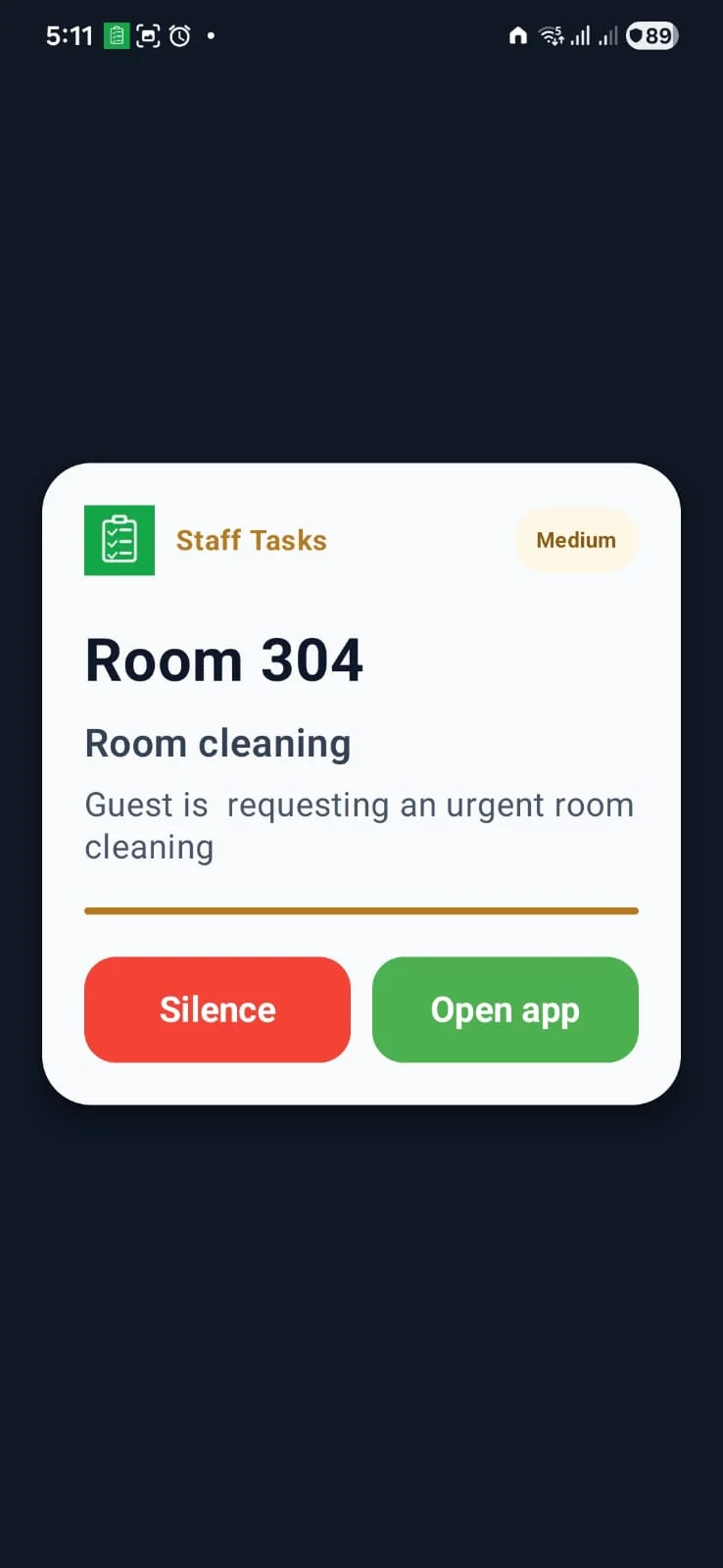 Right staff gets notified via the staff app